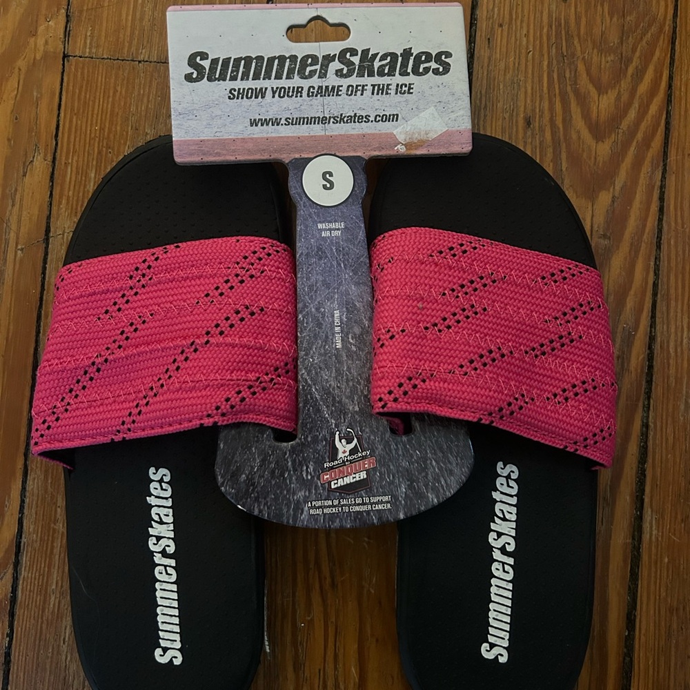 SummerSkates Black and Pink Slide Sandals